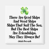Irish Friendship Ships Proverb Four Leaf Clover  マグネット (正面)