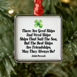 Irish Friendship Ships Proverb Four Leaf Clover  メタルオーナメント