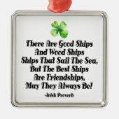Irish Friendship Ships Proverb Four Leaf Clover  メタルオーナメント (正面)