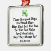 Irish Friendship Ships Proverb Four Leaf Clover  メタルオーナメント (左)