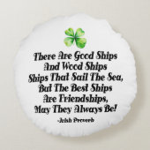 Irish Friendship Ships Proverb Four Leaf Clover  ラウンドクッション (裏面)