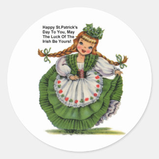 Irish Girl Round Sticker ラウンドシール