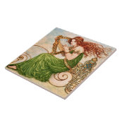 Irish Goddess Playing Harp – Celtic Art Nouveau  タイル (側面)