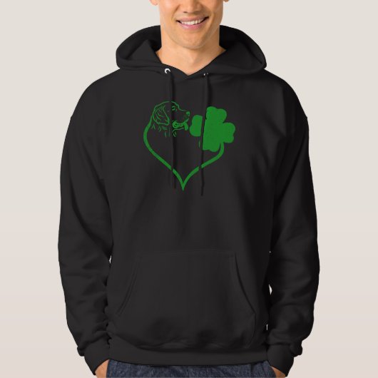 Irish Golden Retriever Face Shamrock St Patricks D パーカ (正面)