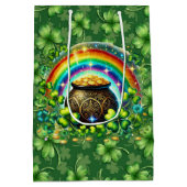 Irish Green Four Leaf Clover ミディアムペーパーバッグ (裏面)