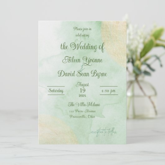Irish Green Watercolor Wedding 招待状 (スタンド正面)