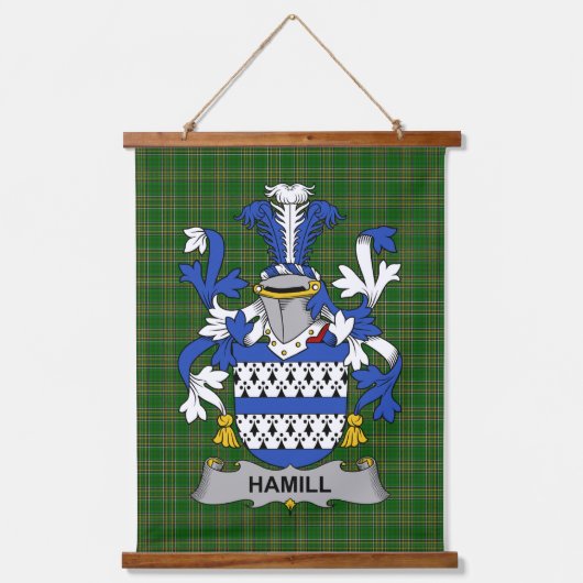 Irish Hamill Coat of Arms Family Crest 吊り下げ型タペストリー (正面)