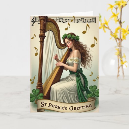 Irish Harp Serenade St Patricks Card カード (黄色い花)