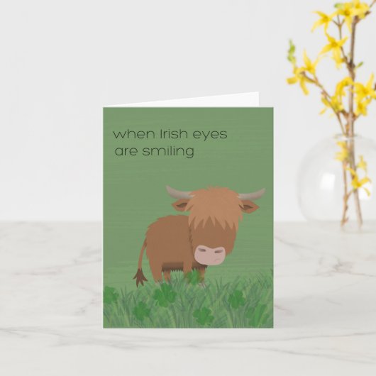 Irish Highland Cow カード (黄色い花)
