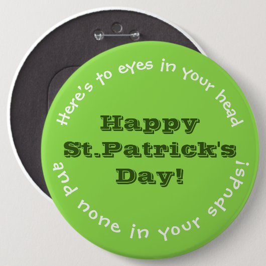 IRISH HUMOR/ST. PATRICK'S DAY PIN/CUSTOMIZABLE 缶バッジ (正面&裏面)