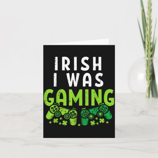 Irish I Was Gaming Funny St Patricks Day Gamer Boy カード (正面)