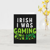 Irish I Was Gaming Funny St Patricks Day Gamer Boy カード (黄色い花)