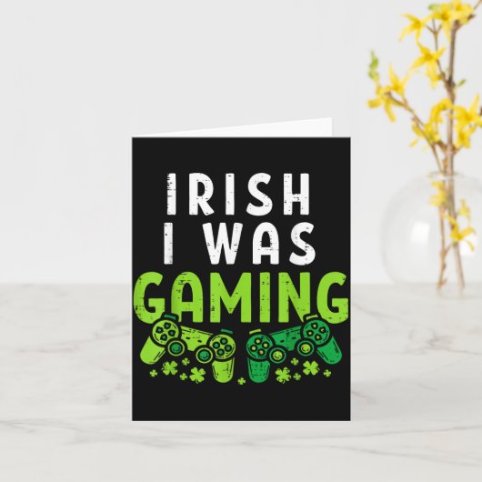 Irish I Was Gaming Funny St Patricks Day Gamer Boy カード (黄色い花)