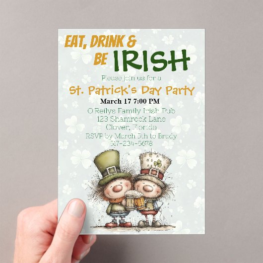 Irish‑Inspired St. Patrick’s Day Party アクリル招待状 (インサイチュ (ポータブル))
