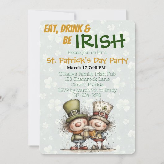 Irish‑Inspired St. Patrick’s Day Party 招待状 (正面)
