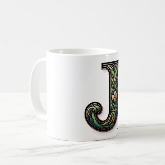 Irish J Monogram Coffee Mug コーヒーマグカップ (正面左)