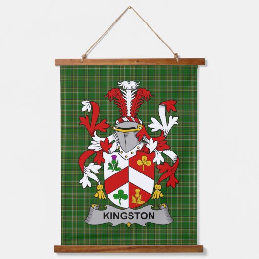 Irish Kingston Coat of Arms Family Crest 吊り下げ型タペストリー (正面)