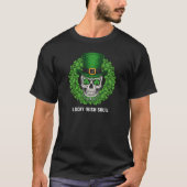 Irish Knotwork Skull Lucky Shamrock Graphic Tシャツ (正面)