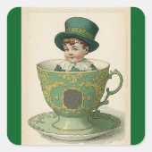 Irish Lad In Tea Cup Sticker スクエアシール (正面)