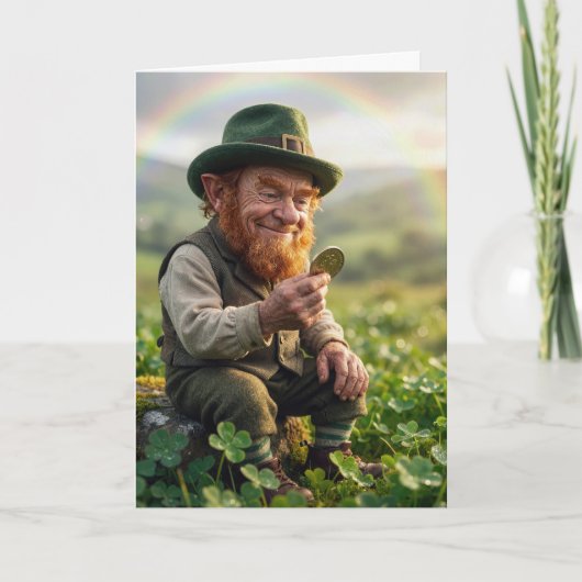 Irish Leprechaun Admiring a Gold Coin カード (正面)