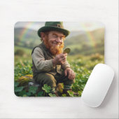 Irish Leprechaun Admiring a Gold Coin マウスパッド (マウス)