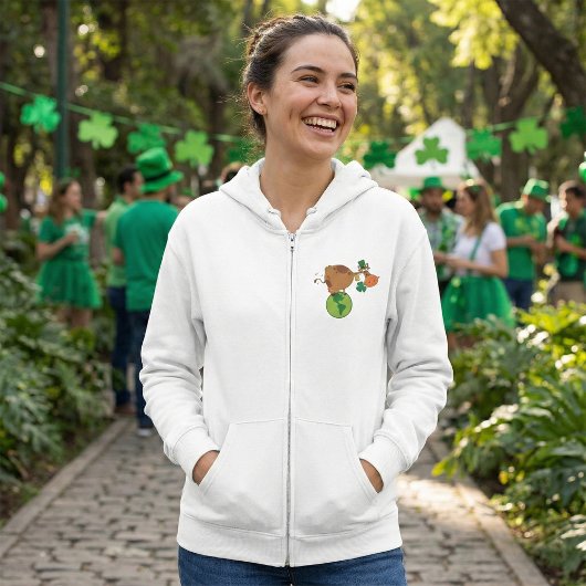 Irish Leprechaun Cow Standing on Planet Earth パーカ