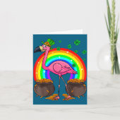 Irish Leprechaun Flamingo Funny St. Patrick's Day  カード (正面)
