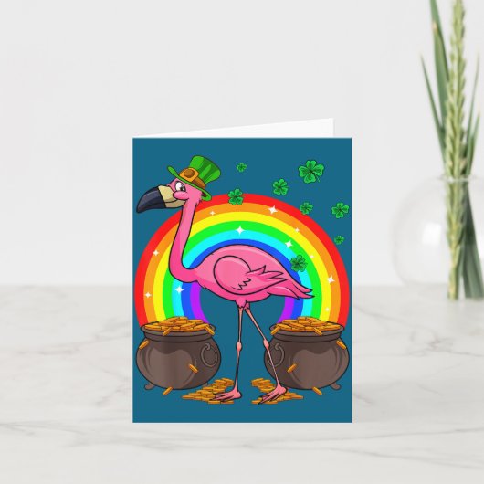 Irish Leprechaun Flamingo Funny St. Patrick's Day  カード (正面)