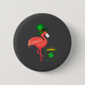 Irish Leprechaun Flamingo St Patricks Day  缶バッジ (正面)