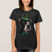Irish Leprechaun Hat Boston Terrier St Patrick s D Tシャツ (正面)