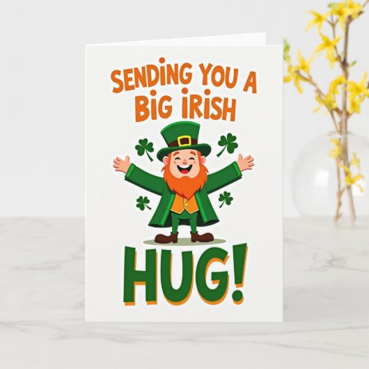 Irish Leprechaun Hugs St Patricks Card カード (黄色い花)
