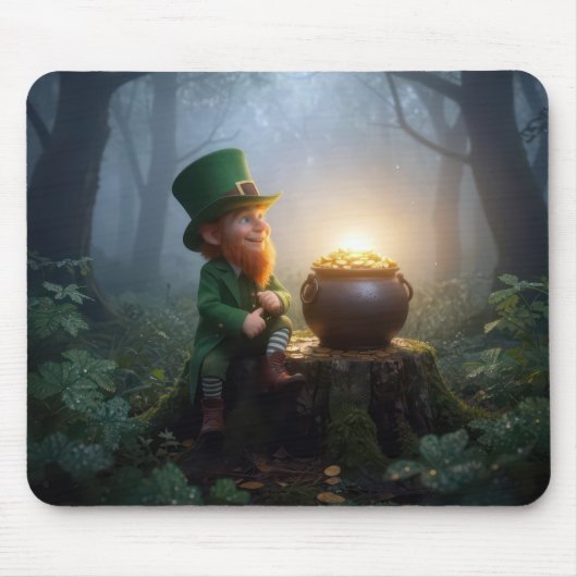 Irish Leprechaun In a Misty Forest マウスパッド (正面)