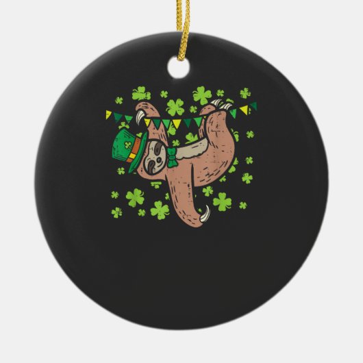 Irish Leprechaun Sloth Shamrock St Patricks Day An セラミックオーナメント (正面)