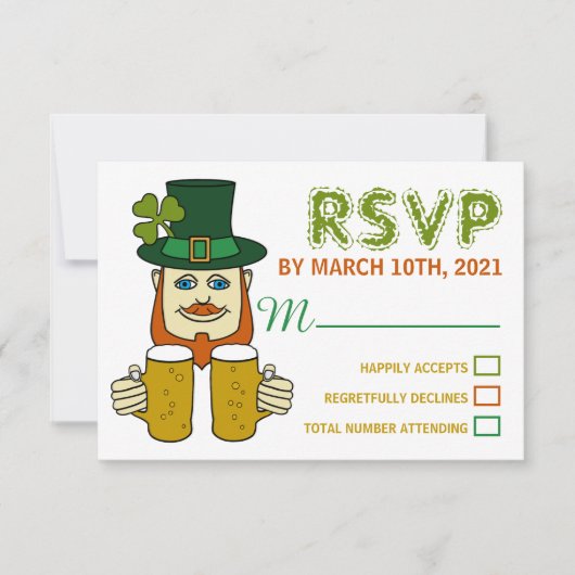 Irish Leprechaun、St Patrick's DayパーティーRSVP 出欠カード (正面)