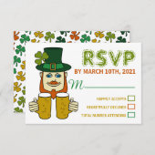 Irish Leprechaun、St Patrick's DayパーティーRSVP 出欠カード (正面/裏面)