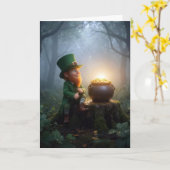 Irish Leprechaun with a Pot of Gold カード (黄色い花)