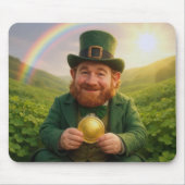 Irish Leprechaun With Gold Coin and Rainbow マウスパッド (正面)