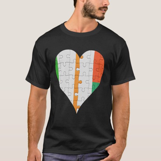Irish Malagasy Flag Heart Tシャツ (正面)