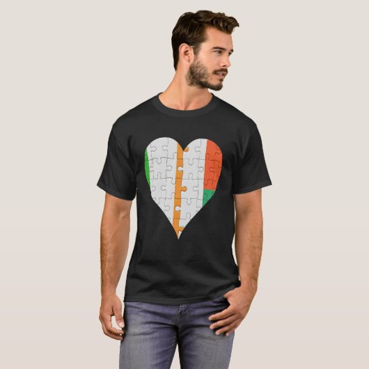 Irish Malagasy Flag Heart Tシャツ (正面フル)