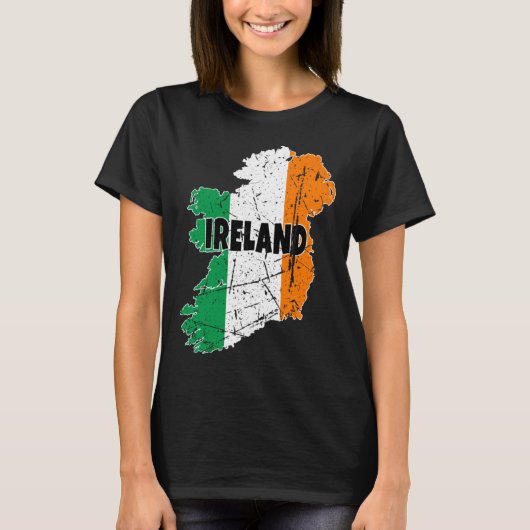 Irish Map Flag Souvenir Distressed Ireland Men Wom Tシャツ (正面)