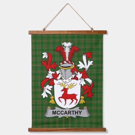 Irish McCarthy Coat of Arms Family Crest 吊り下げ型タペストリー (正面)