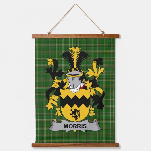 Irish Morris Coat of Arms Family Crest 吊り下げ型タペストリー (正面)