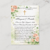 Irish Mother Mary Catholic Funeral Memorial  名刺 (裏面)