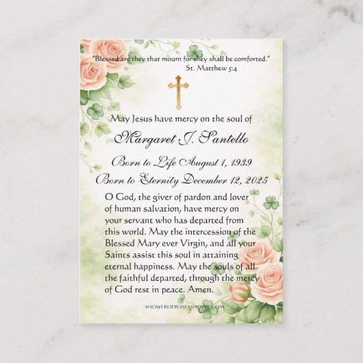 Irish Mother Mary Catholic Funeral Memorial  名刺 (裏面)