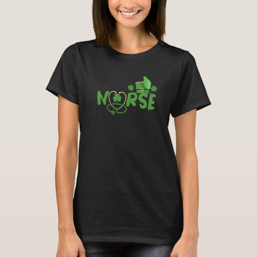 Irish Nurse Stethoscope Scrub St Patricks Day Nur Tシャツ (正面)