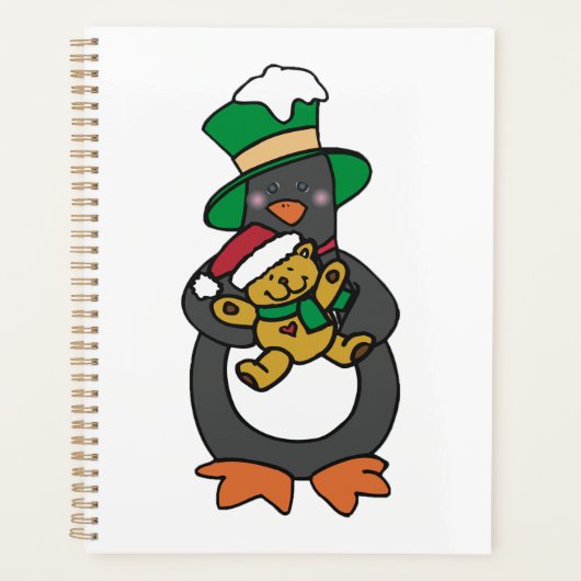 Irish Penguin Holding Christmas Teddy Bear プランナー手帳 (正面)