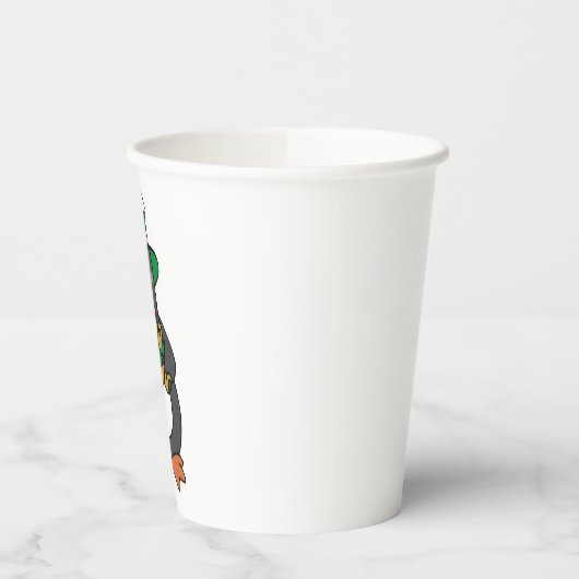 Irish Penguin Holding Christmas Teddy Bear 紙コップ (左)