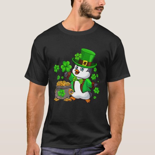 Irish Penguin Shamrock St Patricks Day Penguin Iri Tシャツ (正面)