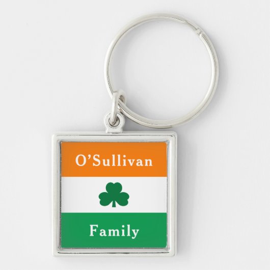 Irish Personalized Family Name Ireland Flag キーホルダー (正面)