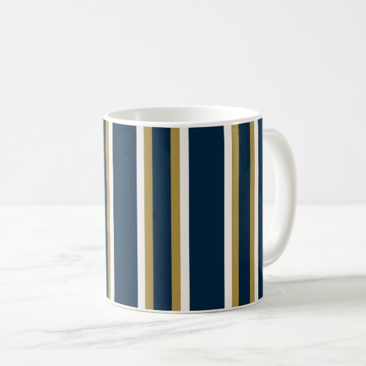 Irish Polo stripes Blue and Gold  コーヒーマグカップ (正面右)